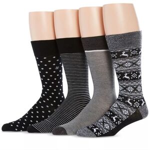 Perry Ellis Mens 4 Pack Crew Socks 7-12